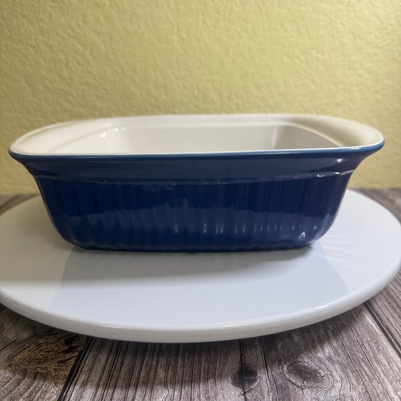 Corning Ware Stoneware Square Baking Dish Royal Blue 8x8x2 No Chips/Cracks - Picture 2 of 6